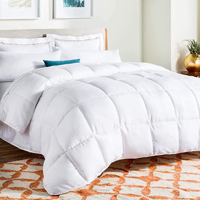 LINENSPA All Season Hypoallergenic Down Alternative Microfiber Comforter, King, White | Amazon (US)