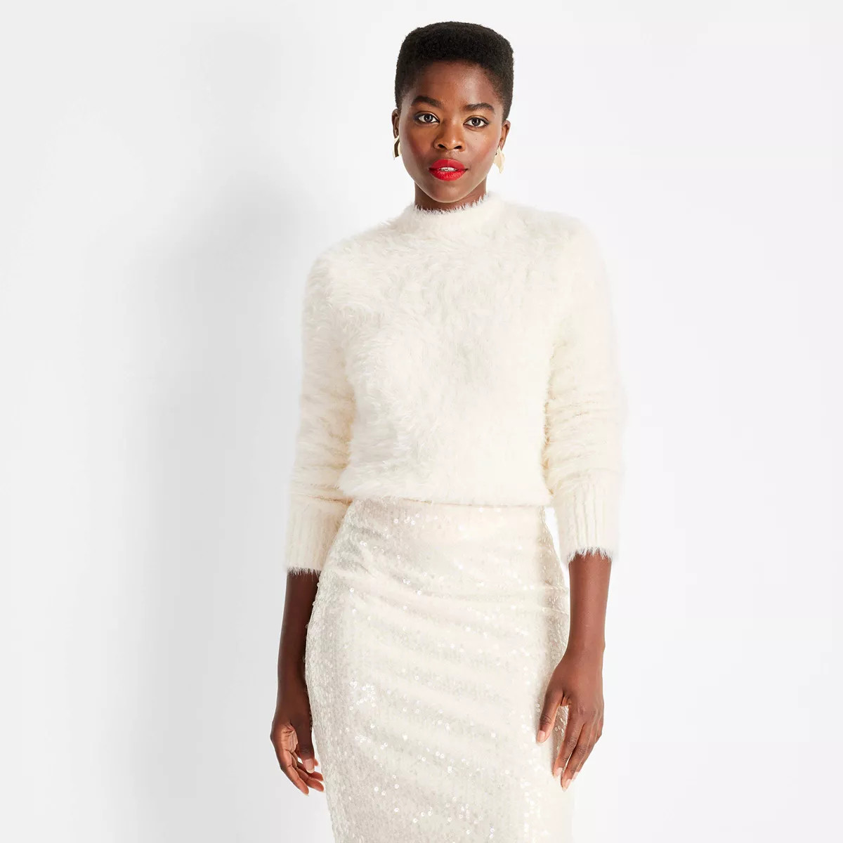 Women's Crewneck Eyelash Sweater - Future Collective | Target