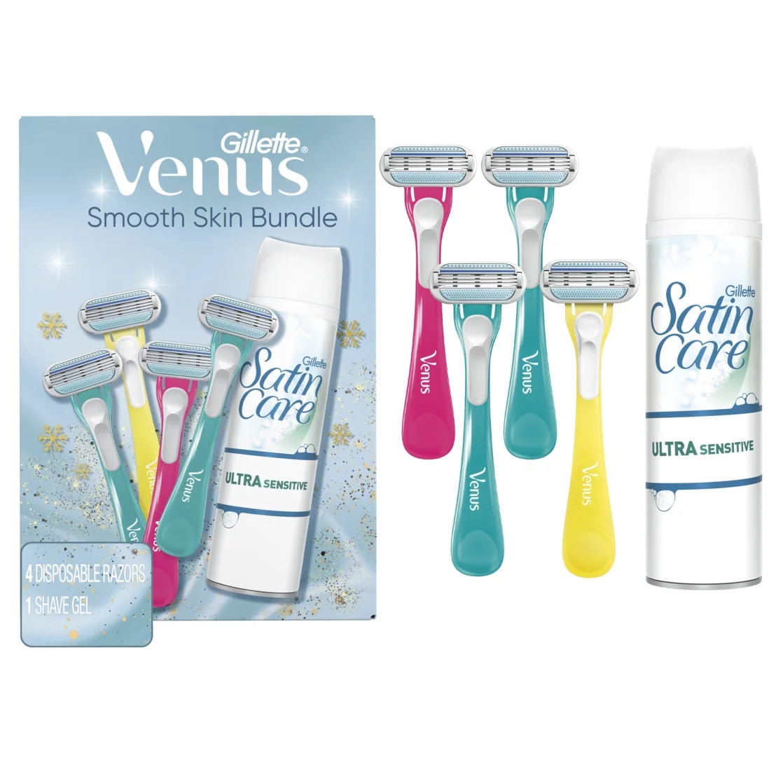 Gillette Venus Tropical Women's Disposable Razors 4ct, 7oz Ultra Sensitive Shave Gel, Holiday Gif... | Walmart (US)