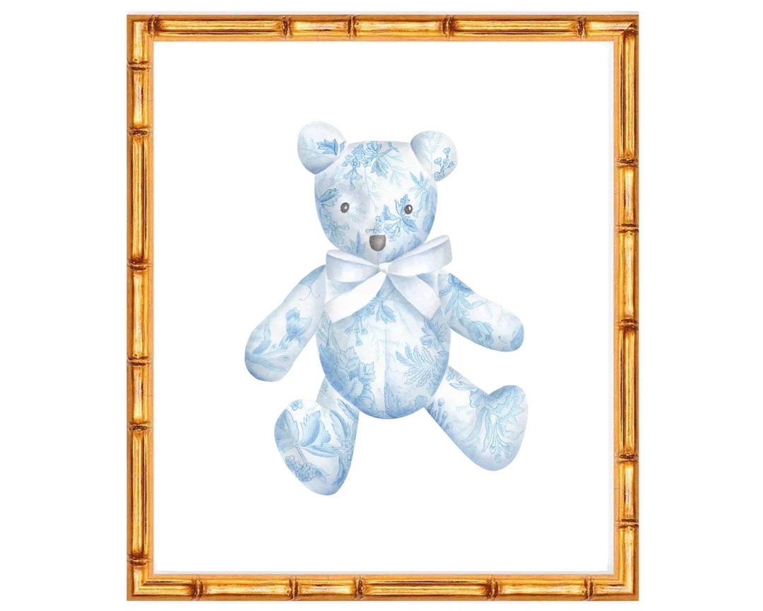 Watercolor Blue Gingham Teddy Bear Art Print // Boy // Toy // Sweet // Pastel // Pony // Baby // ... | Etsy (US)