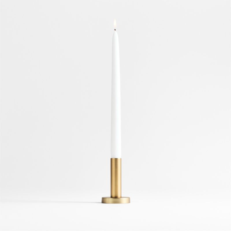 Orion Small Brass Finish Taper Candle Holder + Reviews | Crate & Barrel | Crate & Barrel