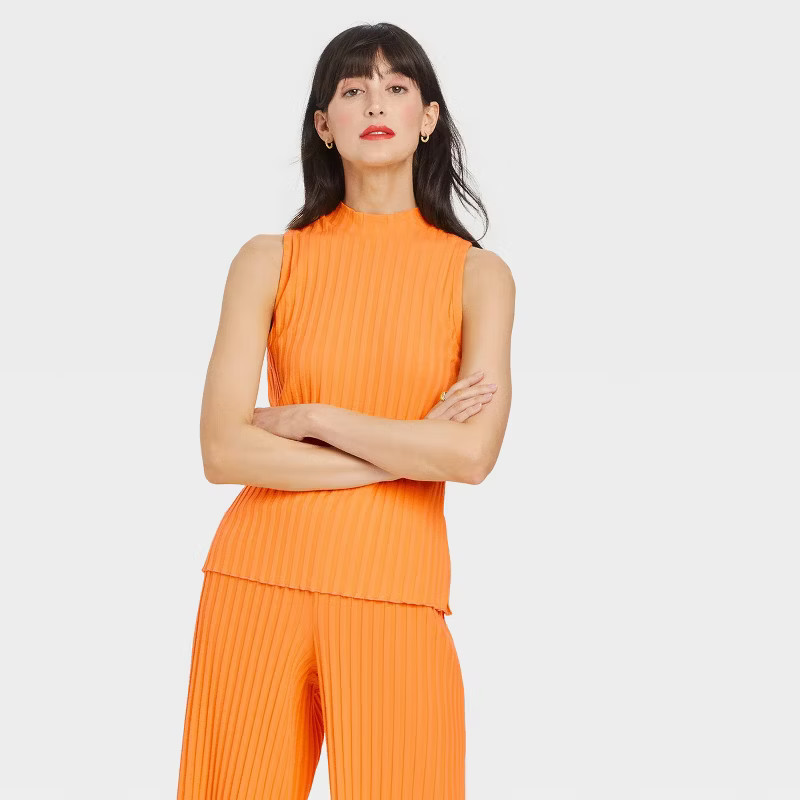 Women's Mock Neck Ribbed Tank Top - A New Day™ | Target