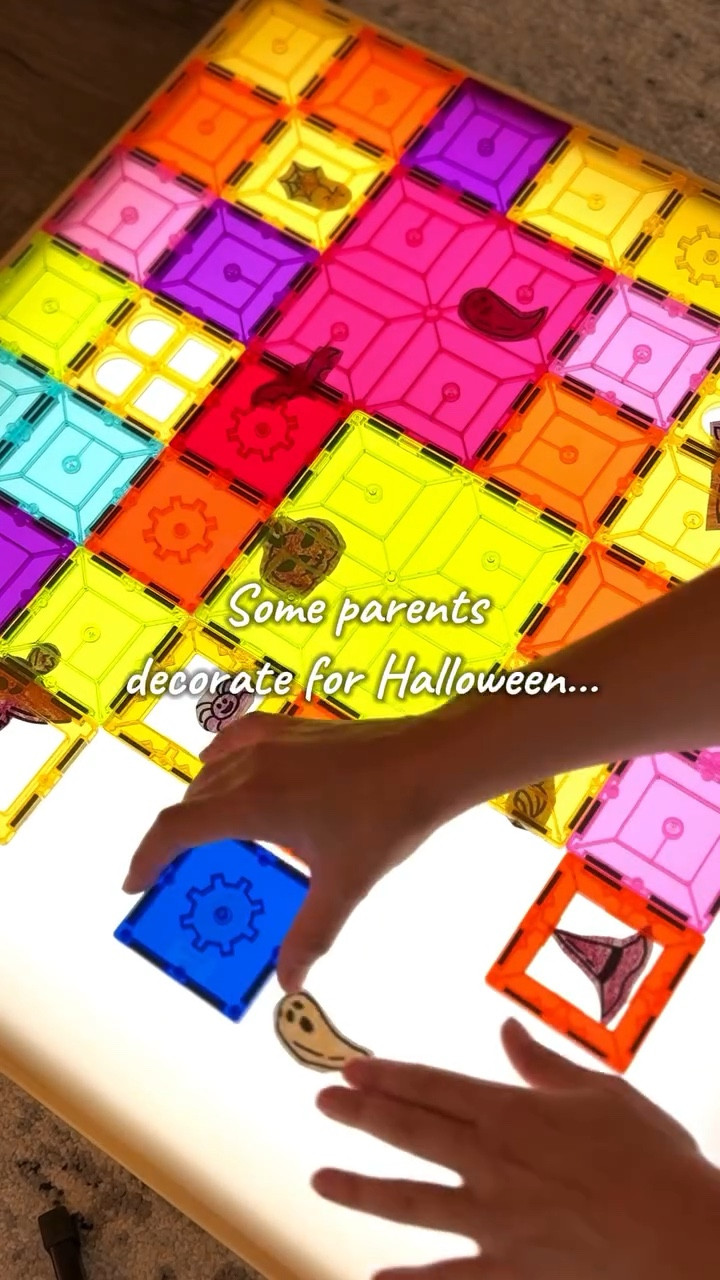 Some parents decorate for Halloween…
I dump beans on a light table.
Sprinkle in spooky characters, cover with tiles, and suddenly it’s a hunt in the dark.

Scooping, dumping, searching — all the good sensory chaos that keeps them busy while sneaking in problem-solving and discovery.

Our kind of Halloween setup. 🎃

#LTKHalloween #LTKKids #LTKFamily