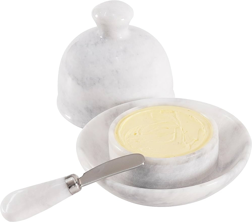 Radicaln Marble Butter Dish with Lid White 6"x5.5" Inch Handmade Butter Storage Container For Eas... | Amazon (US)