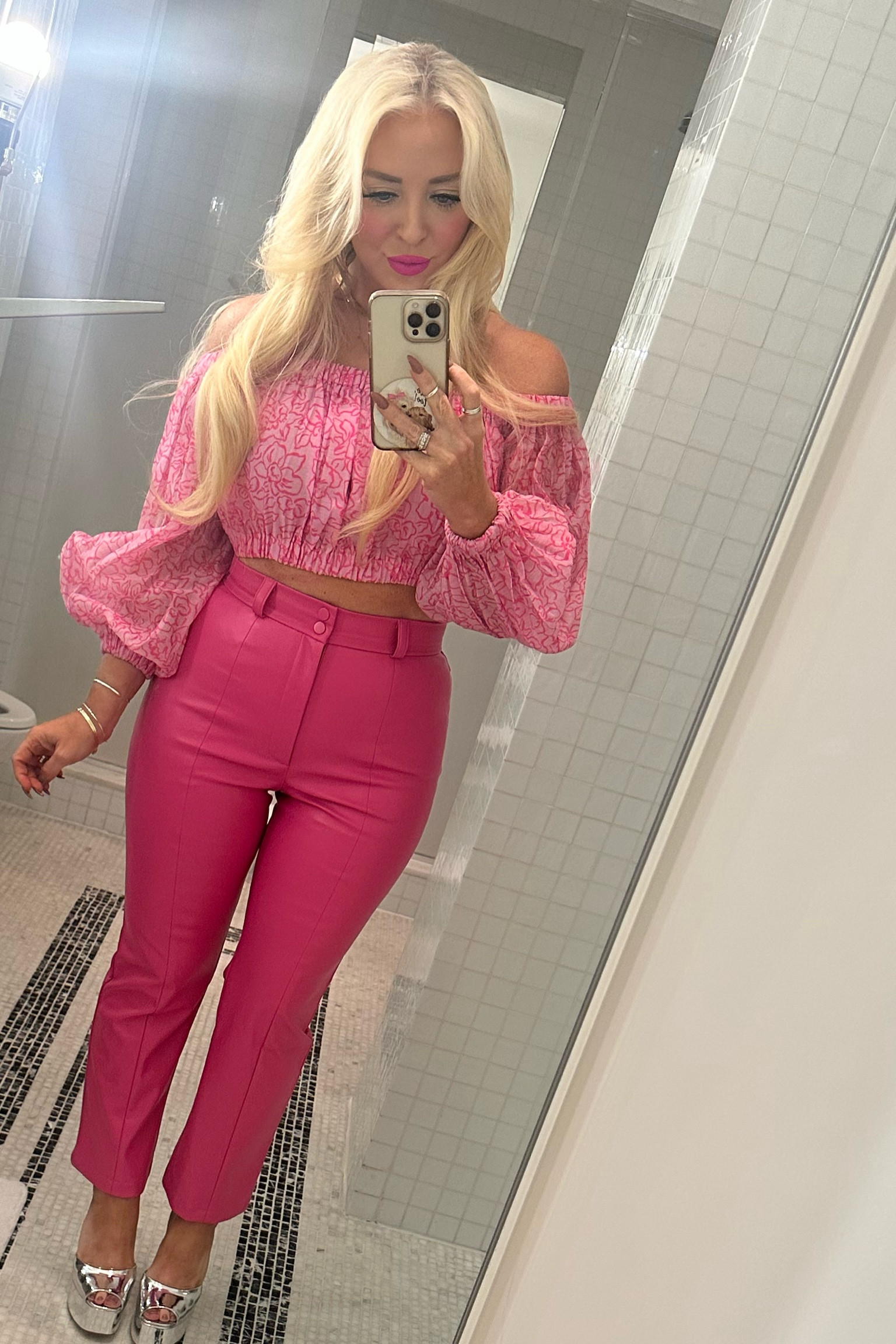 Such a bright and fun pink outfit! Barbie vibes. Plus these Silver platform heels are so comfortable! 

#LTKstyletip #LTKshoecrush