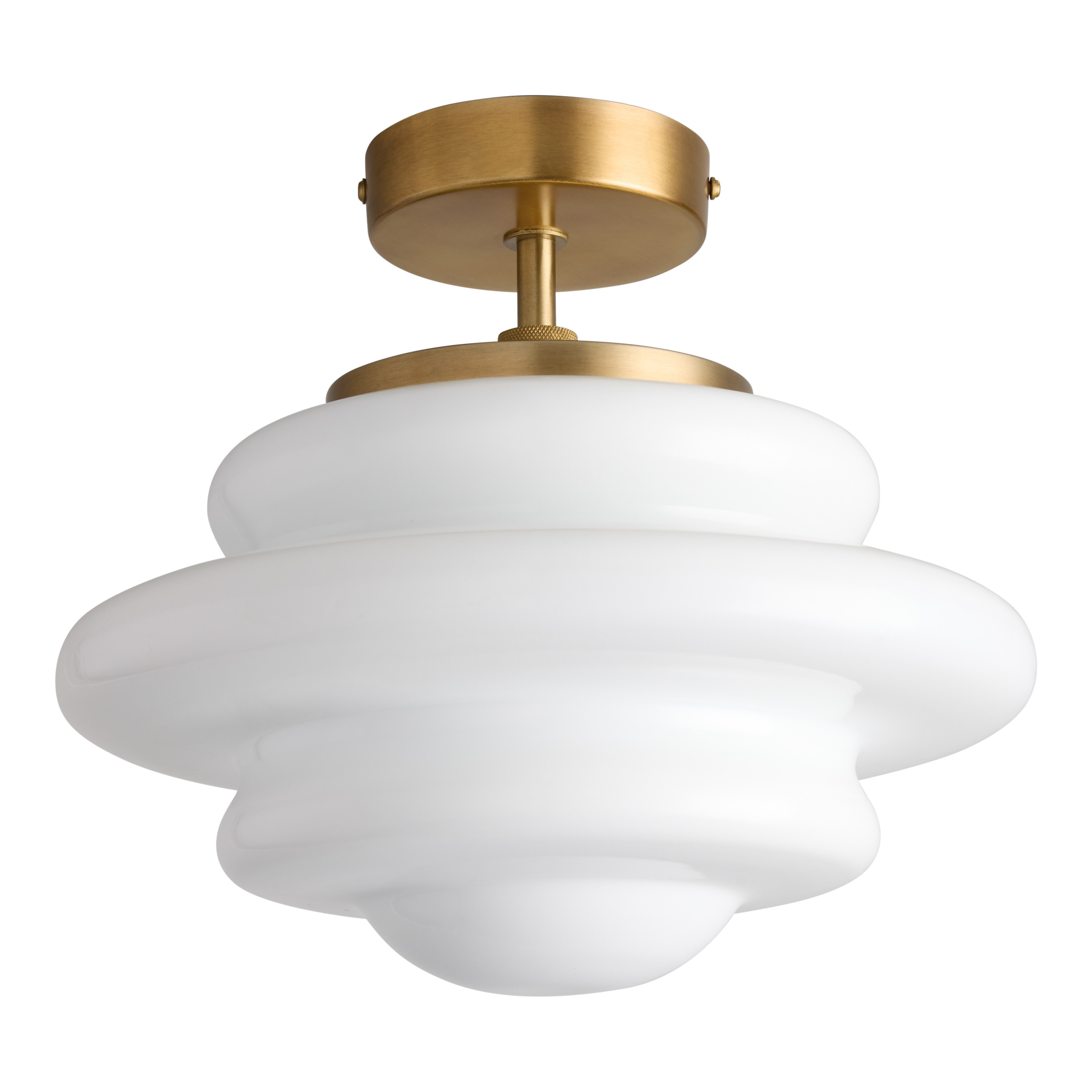 White Milk Glass Wavy Semi Flush Mount Ceiling Light | World Market