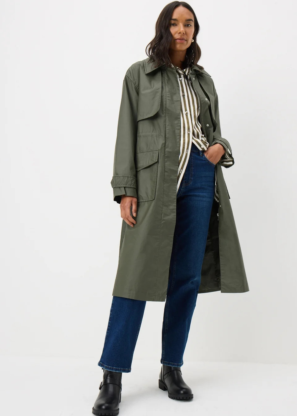 Khaki Wax Look Showerproof Parka Coat | Matalan (UK)