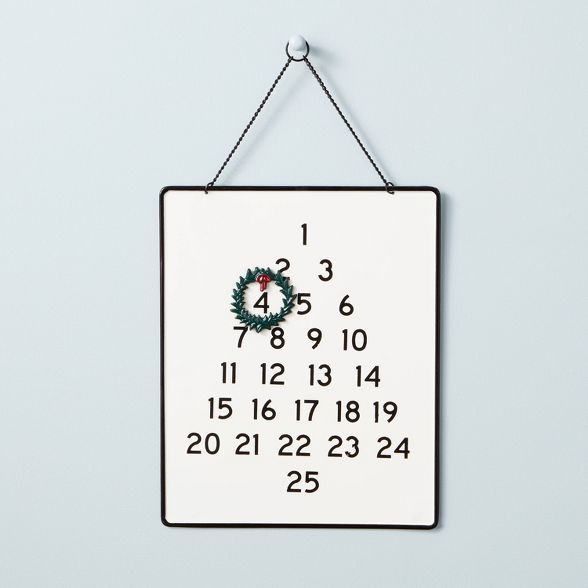 Metal Advent Calendar with Wreath Magnet Black/Cream - Hearth &#38; Hand&#8482; with Magnolia | Target
