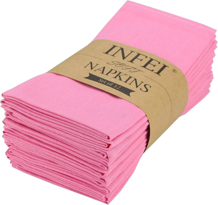 Solid Color Cotton Blended Dinner Cloth Napkins - Set of 12 (17 x 17 inches) - for Wedding Partie... | Amazon (US)