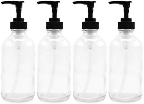 8-Ounce Clear Glass Pump Bottles (4-Pack w/Black Plastic Pumps), Great as Essential Oil Bottles, ... | Amazon (US)
