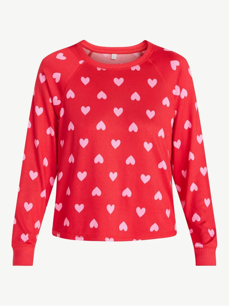 Joyspun Women's Cozy Lounge Collection Hacci Knit Long Sleeve Sleep Top, Sizes XS-3X | Walmart (US)