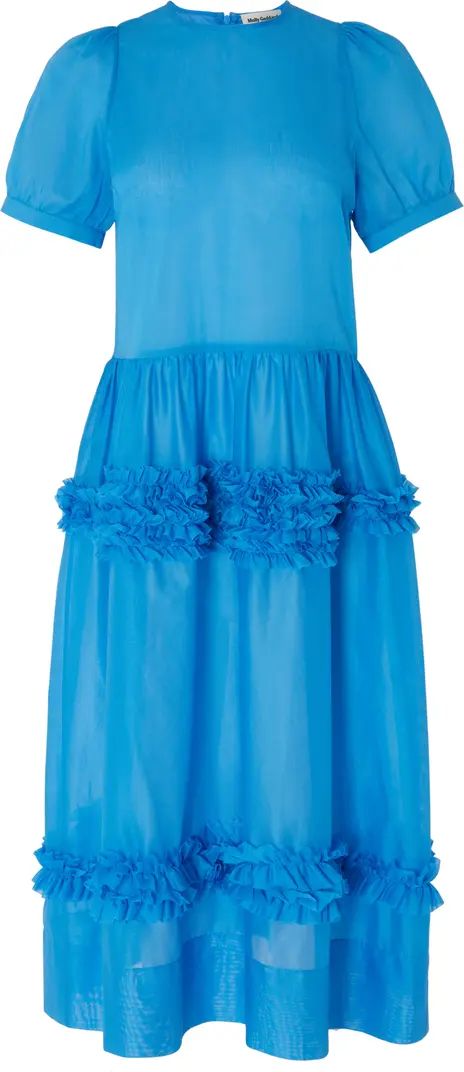 Cecil Ruffle Short Sleeve Cotton Midi Dress | Nordstrom