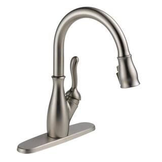 Leland Single-Handle Pull-Down Sprayer Kitchen Faucet with ShieldSpray in Stainless | The Home Depot
