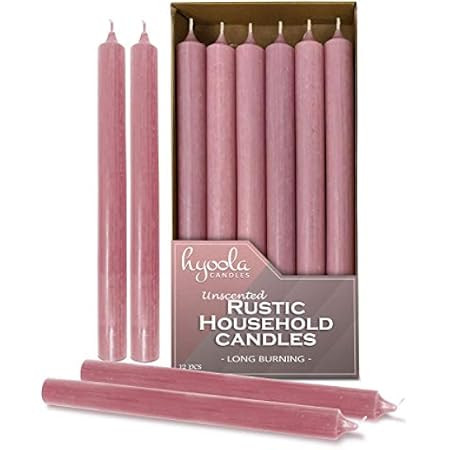 12 Pack Tall Taper Candles - 12 Inch Rose Pink Dripless, Unscented Dinner Candle - Paraffin Wax with | Amazon (US)