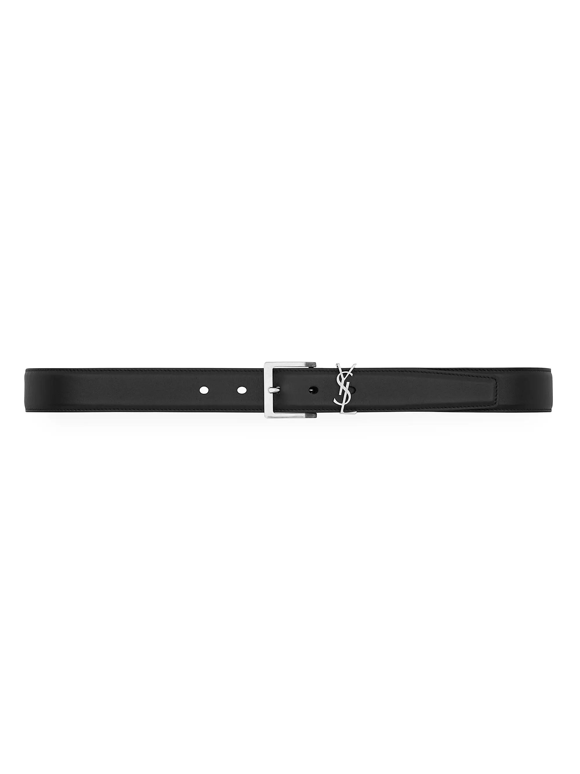 Saint Laurent Cassandre Vadim Belt in Smooth Leather | Saks Fifth Avenue | Saks Fifth Avenue