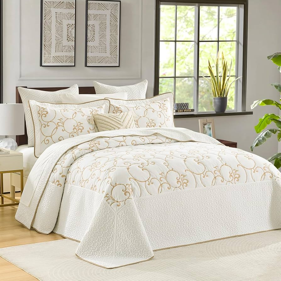 SahSahCasa 100% Cotton 120"x120" California King Bedspread Coverlet Quilt Set, Oversized Cal King... | Amazon (US)