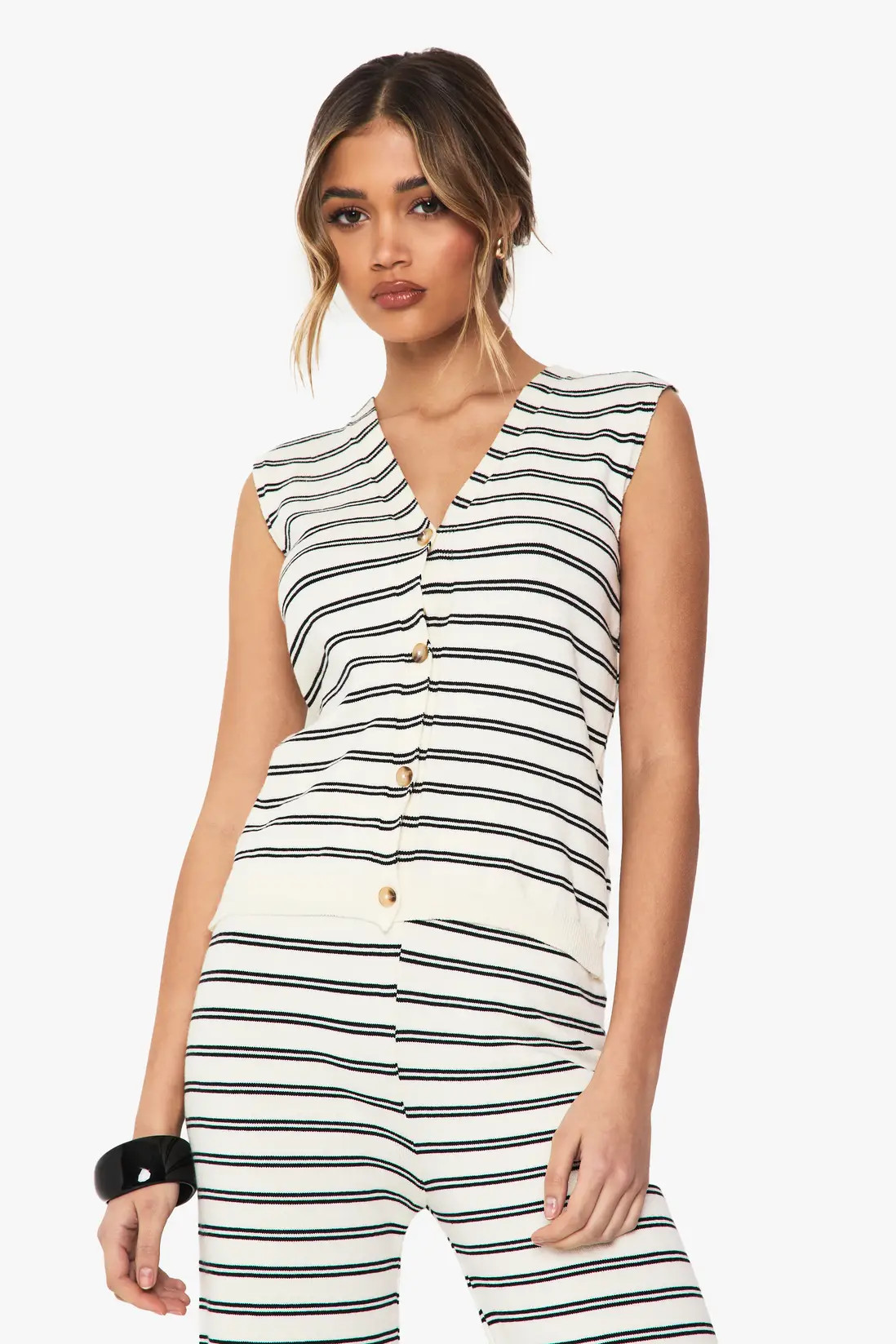 Knitted Super Soft Stripe Waistcoat | Boohoo.com (UK & IE)