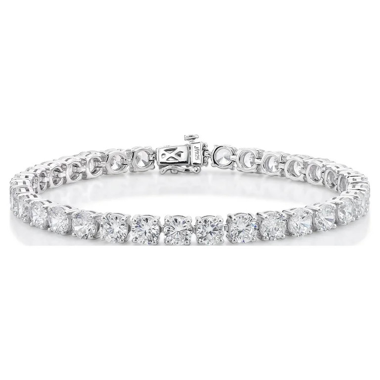 Brilliance Fine Jewelry Classic Tennis Bracelet Simulated White Diamond 7.25" in 925 Sterling Sil... | Walmart (US)