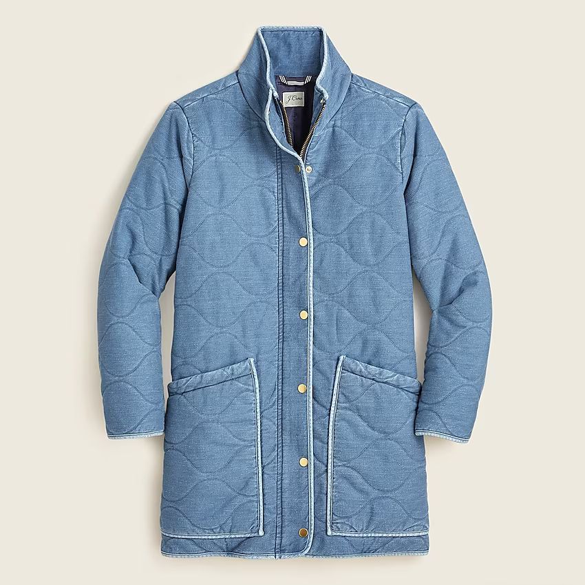 Quilted cocoon puffer with PrimaLoft® in chambray | J.Crew US