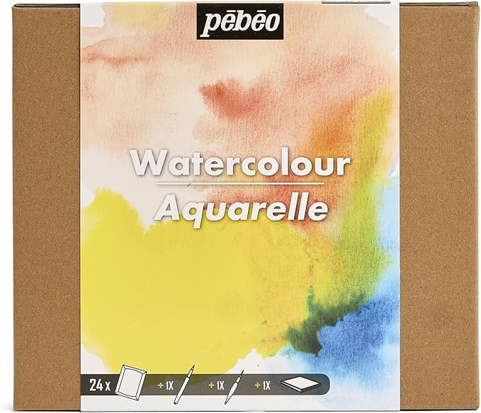 Pébéo – Aquarelle - Set 24 Demi Godets + Accessoires + Carnet Papier Aquarelle - Kit Aquarell... | Amazon (FR)