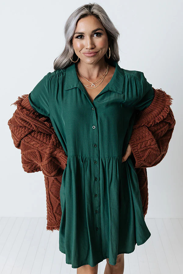 Always On Time Babydoll Tunic Dress In Green • Impressions Online Boutique | Impressions Online Boutique