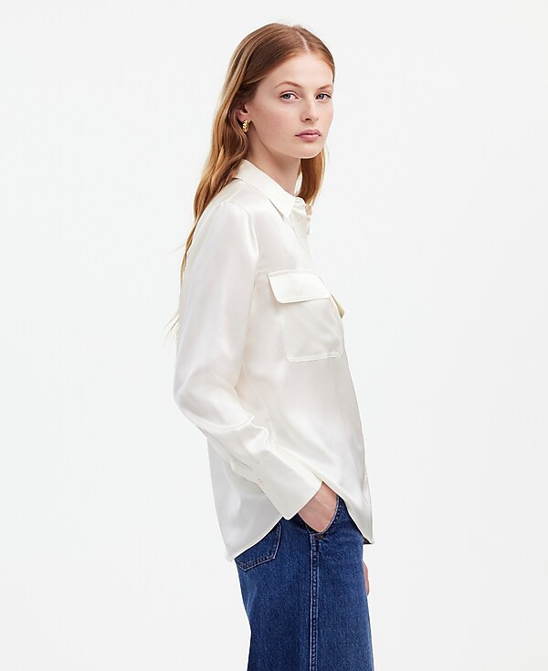 Plus Silk Flap-Pocket Button-Up Shirt | Madewell | Madewell