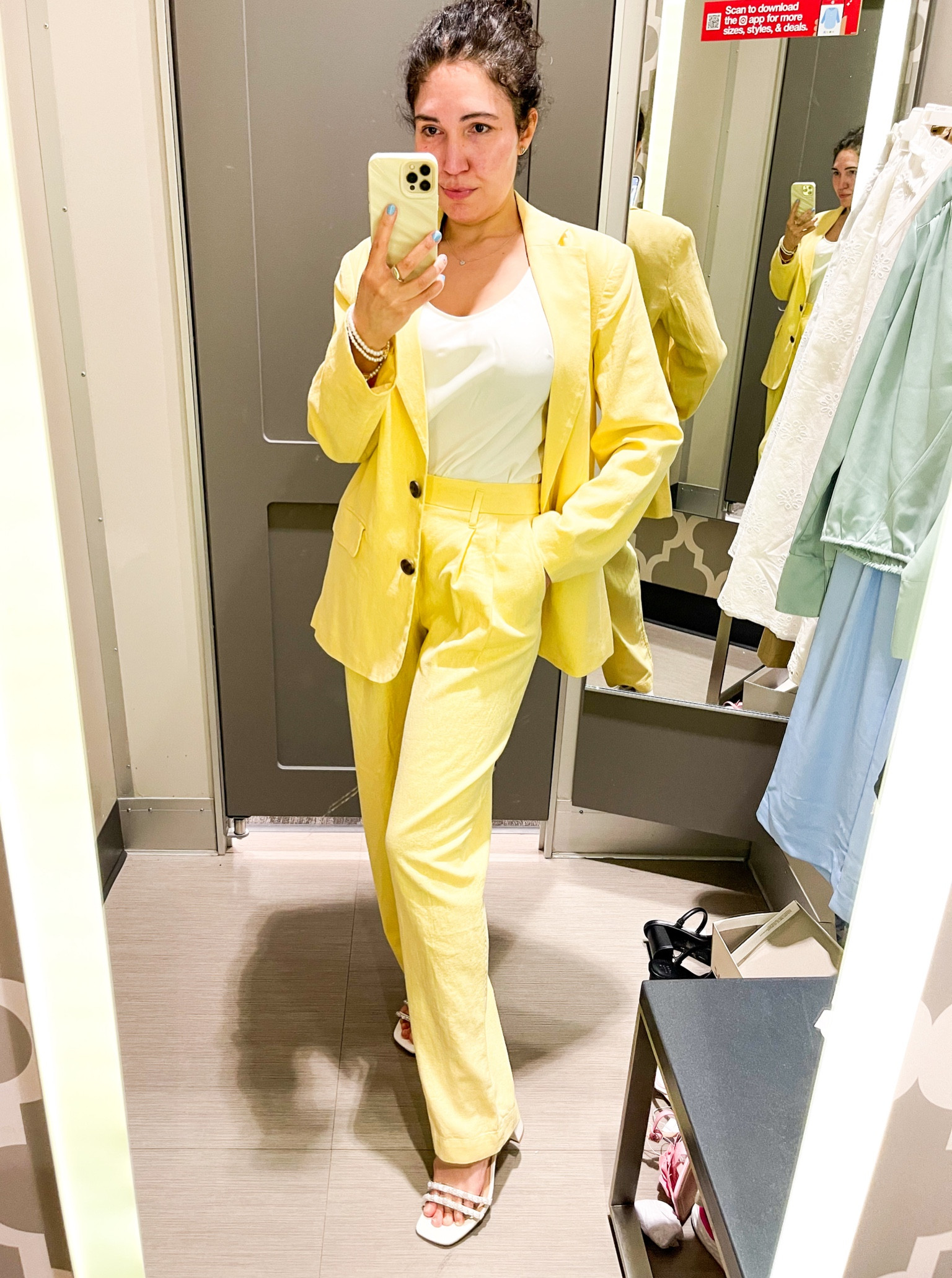 Target pants set, matching set, linen blazer, linen pants, yellow pants, spring outfit, easter, white sandals

#LTKfindsunder50 #LTKstyletip
