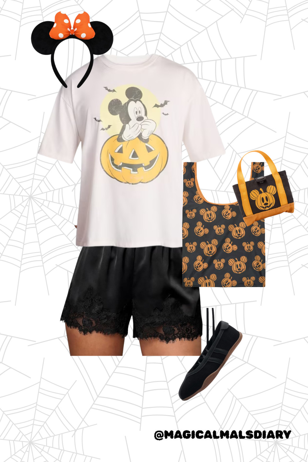 Disney Halloween outfit inspiration 🎃🧡 This cute Mickey Mouse pumpkin outfit is perfect for a Disney World Halloween trip! Pair a Mickey Halloween tee with black lace shorts, pumpkin Minnie ears, and a festive Mickey pumpkin tote for an easy and adorable Disney park outfit. Perfect for Disney fall outfits, Halloween at Disney World, and cute Disney outfit ideas. 

 #LTKxWalmart
