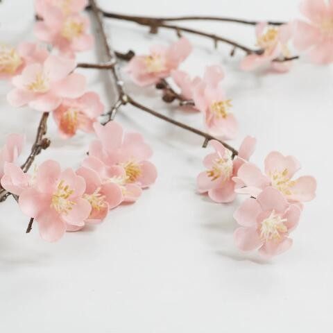 Pink Faux Velvet Plum Blossom Stem | World Market