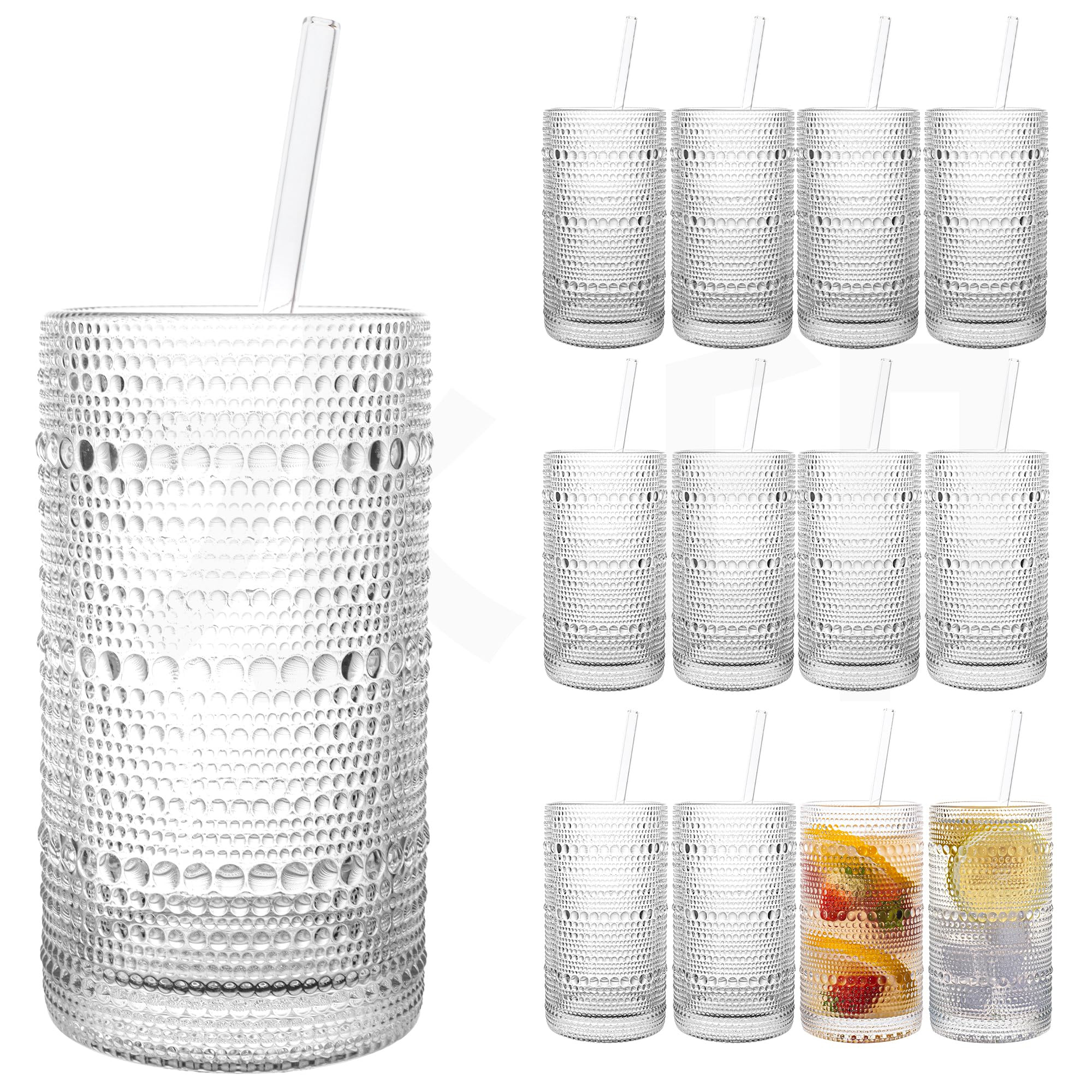 Upgraded Large Capacity 16 oz/480 ml Hobnail Glasses Drinking Set of 12 - Heavy Vintage Glassware | Amazon (US)
