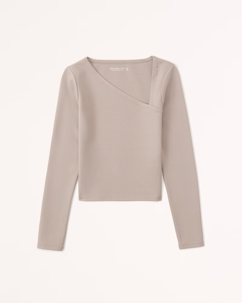 Women's Long-Sleeve Asymmetrical Ponte Top | Women's New Arrivals | Abercrombie.com | Abercrombie & Fitch (US)
