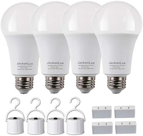 JackonLux Rechargeable Emergency Light Bulb UL Listed Battery Operated Light Bulb Power Outage Ca... | Amazon (US)