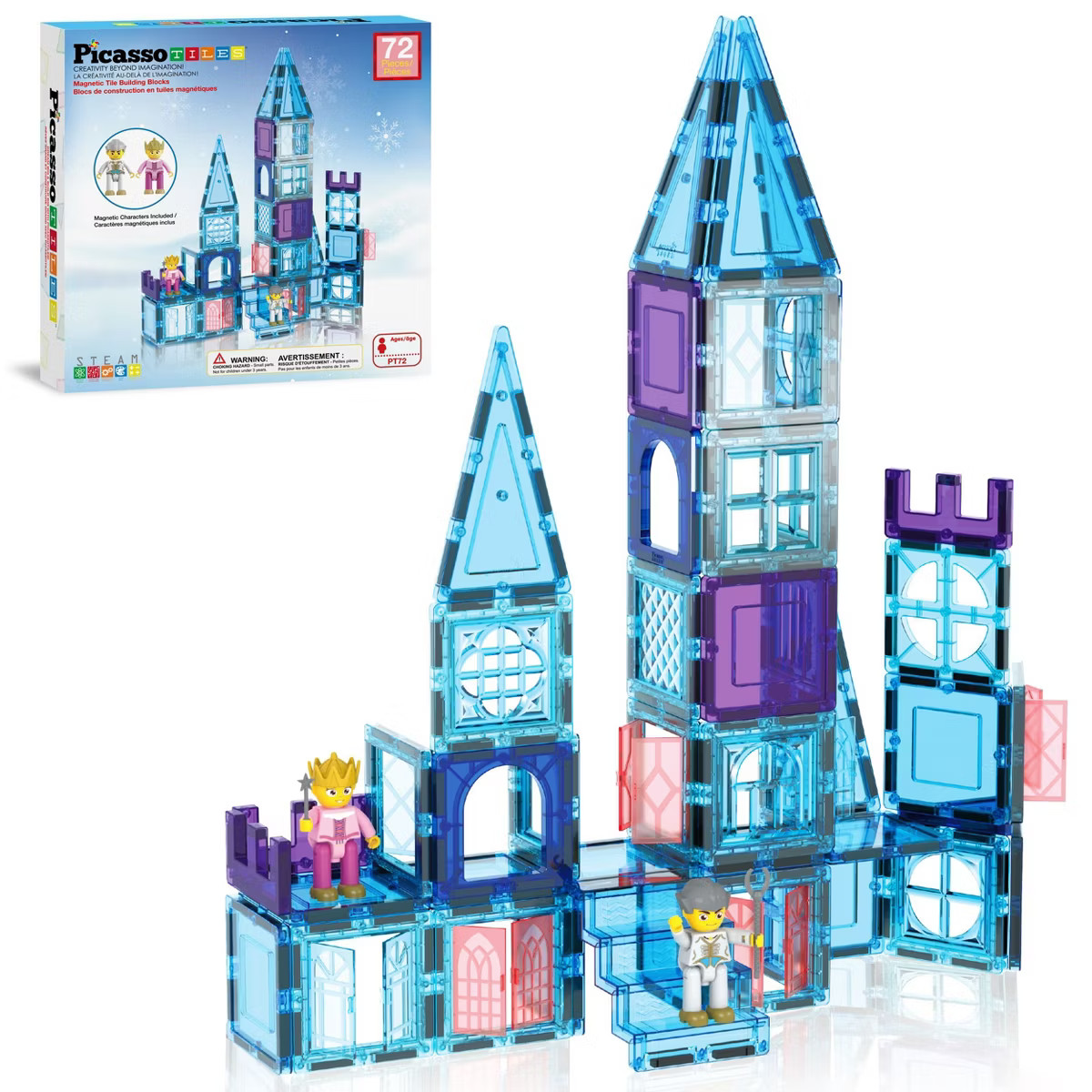 PICASSO-TILES Magnetic Tiles for Kids – Ice Castle Theme 72PCS STEM Construction Building Block... | Target