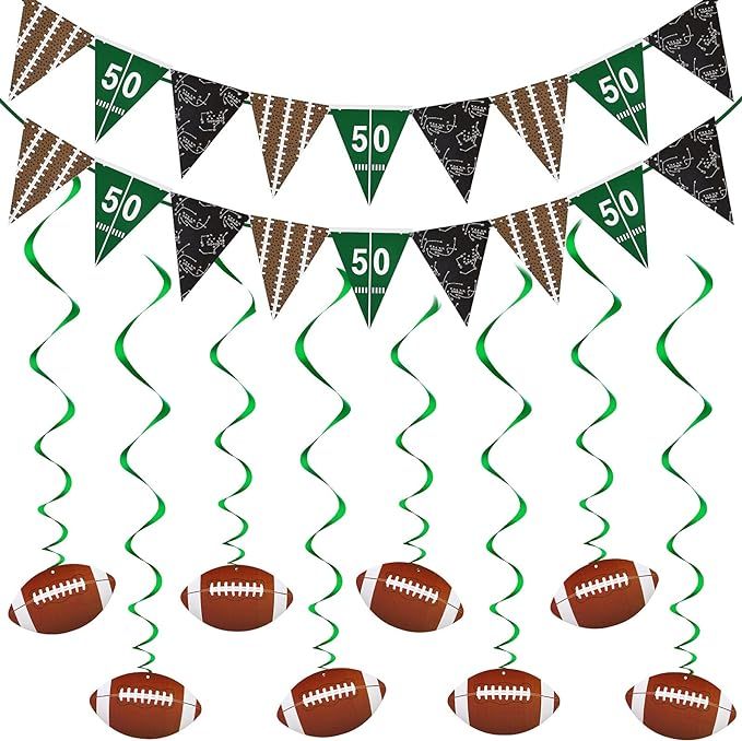 2 Pieces Football Pennant Banner Garland and 12 Pieces Football Hanging Swirls Streamers Sport Th... | Amazon (US)