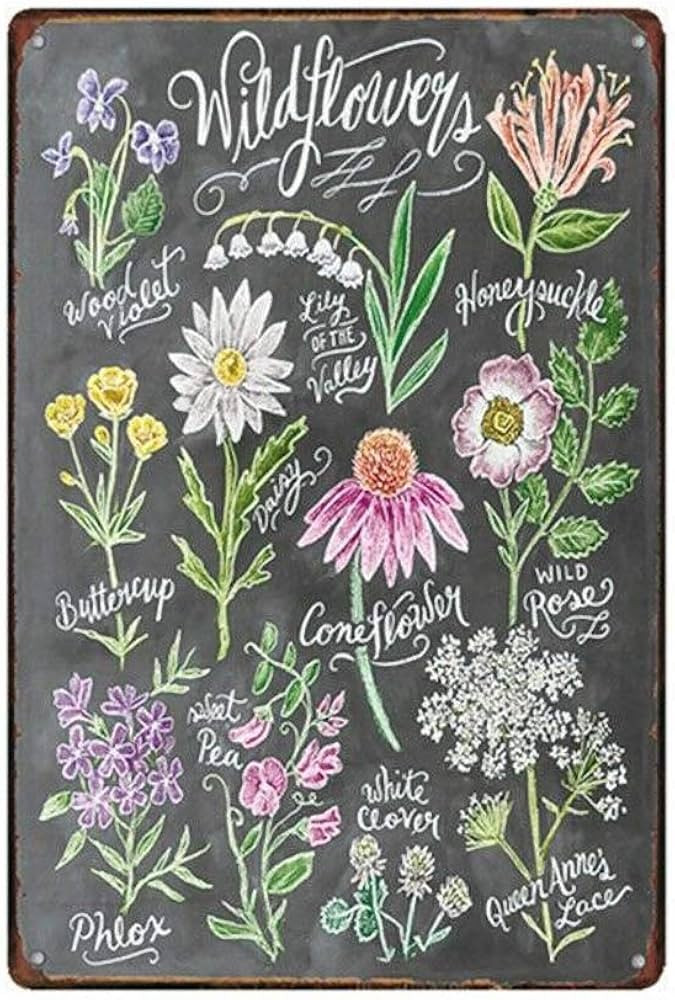 Bobdsa Mrute Wild Flowers Tin Retro Sign Vintage Metal Poster Plaque Warning Signs Iron Art Hangi... | Amazon (US)