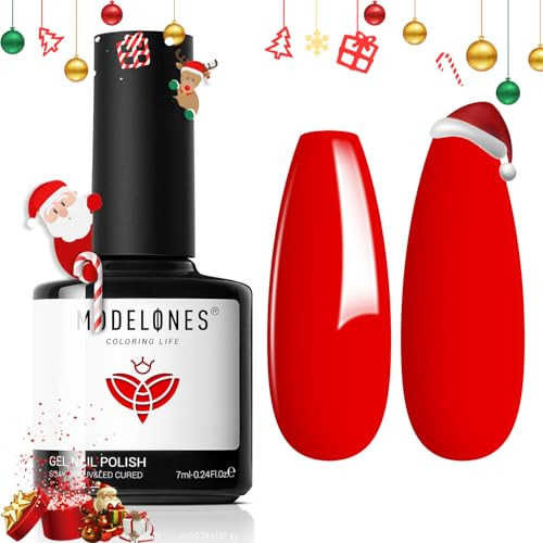 modelones Red Gel Nail Polish,15 ML Christmas Red Gel Nail Polish Winter Sparkle Red Nail Polish New Year Shades Shopping Gel Polish Soak Off LED Halloween Nail Art Gel DIY Salon Gift | Amazon (US)