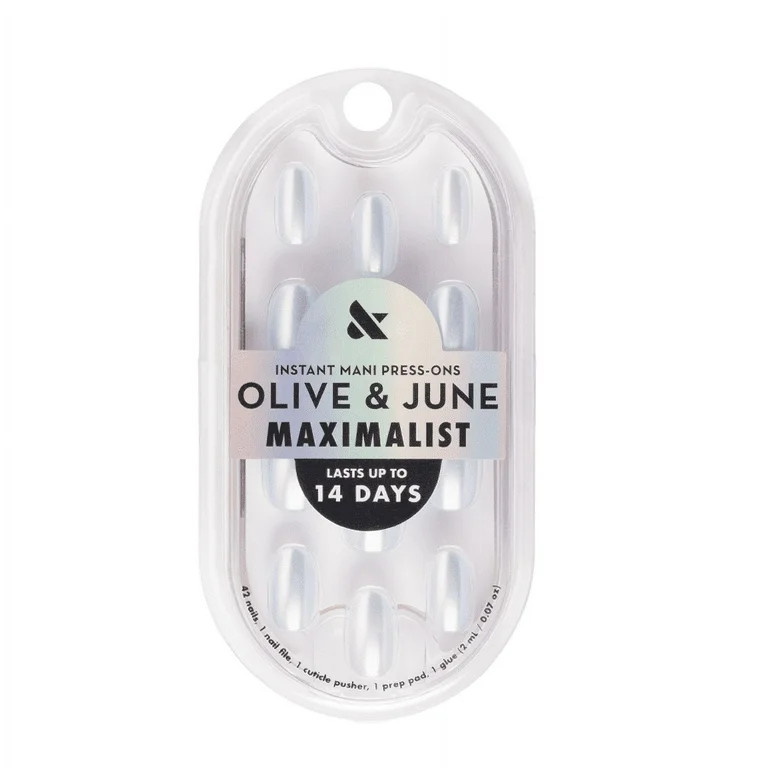Olive & June Instant Mani Maximalist Short Round Press-On Nails, Sky Chrome, 42 Pieces | Walmart (US)