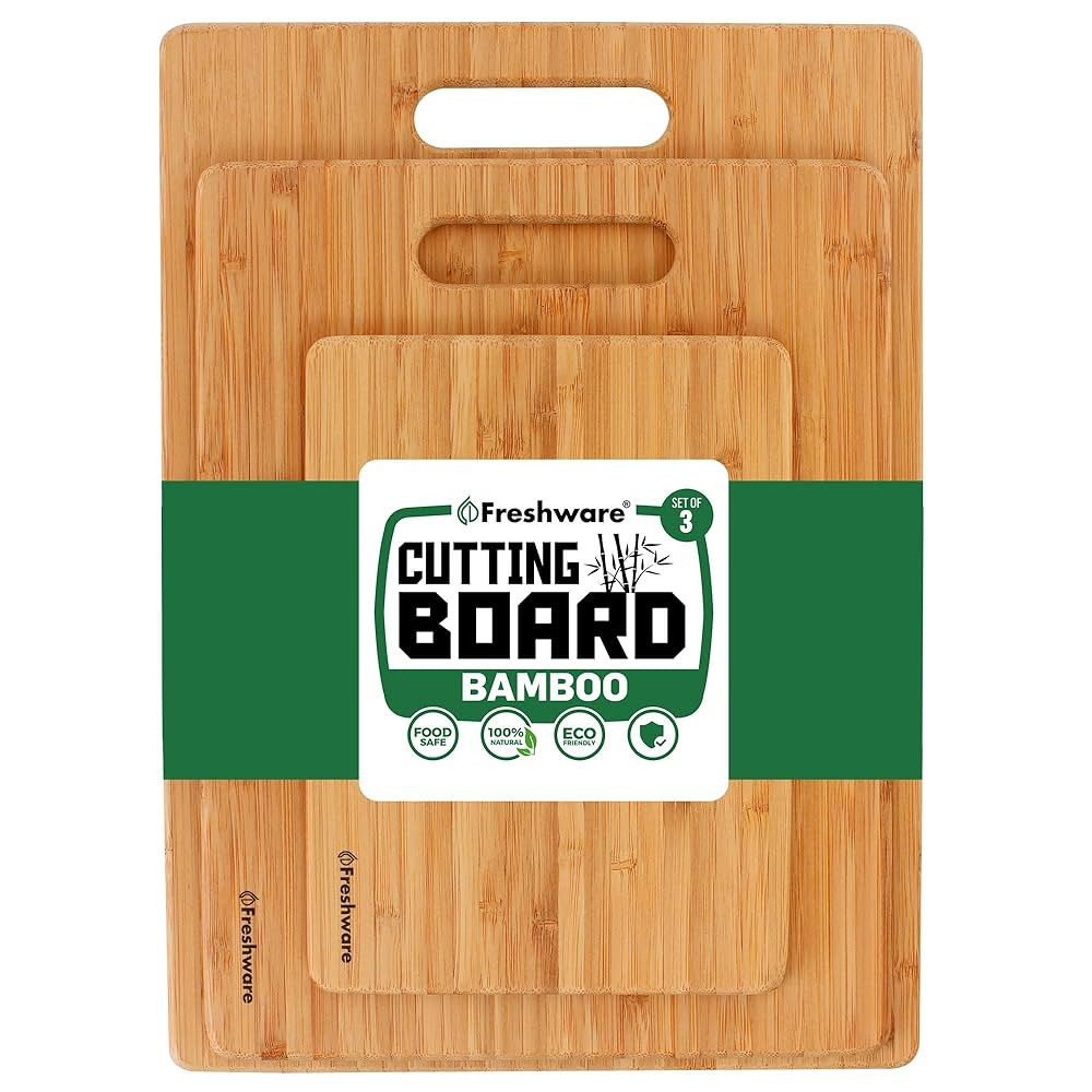 Bamboo Cutting Boards for Kitchen [Set of 3] Wood Cutting Board for Chopping Meat, Vegetables, Fr... | Amazon (US)