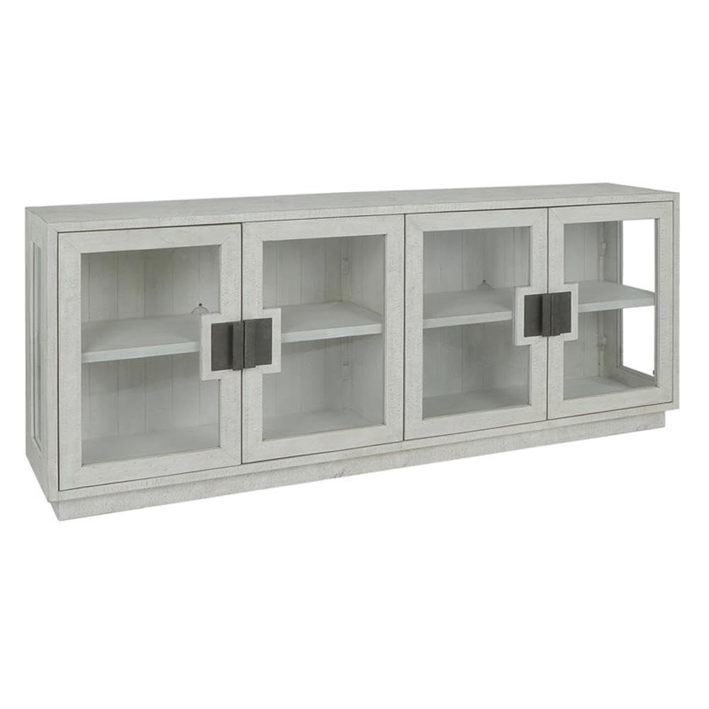 Classic Home Larson 90" Glass Reclaimed Pine Wood Sideboard in White Wash | Amazon (US)
