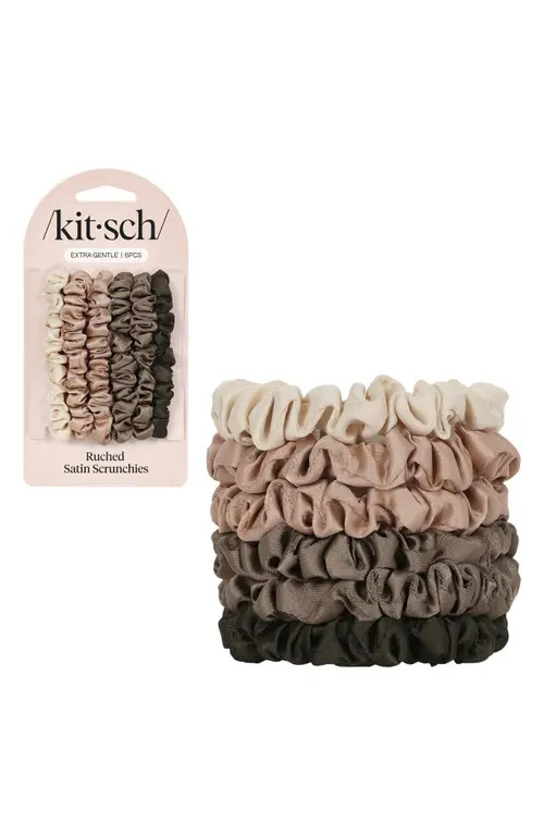 Kitsch Satin Ultra Petite 6-Pack Scrunchies in Eucalyptus at Nordstrom | Nordstrom