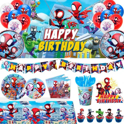 Little Spiderman and Friends Party Supplies, 114 Pcs Spiderman Birthday Decorations and Party Tableware Set | Wayfair North America