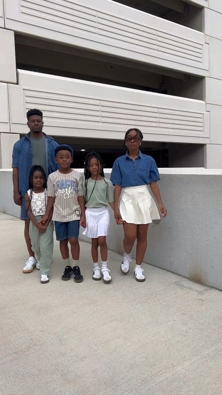 Family outfits and matching adidas sneakers. Denim, tennis skirts, tshirts 

#LTKkids #LTKfamily #LTKshoecrush