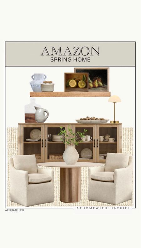 Amazon spring home, sideboard, neutral accent decor, living room, accent chairs, shelf decor, art, wall decor, spring decor, Amazon finds, wood table, floating shelf 

#LTKHome #LTKStyleTip