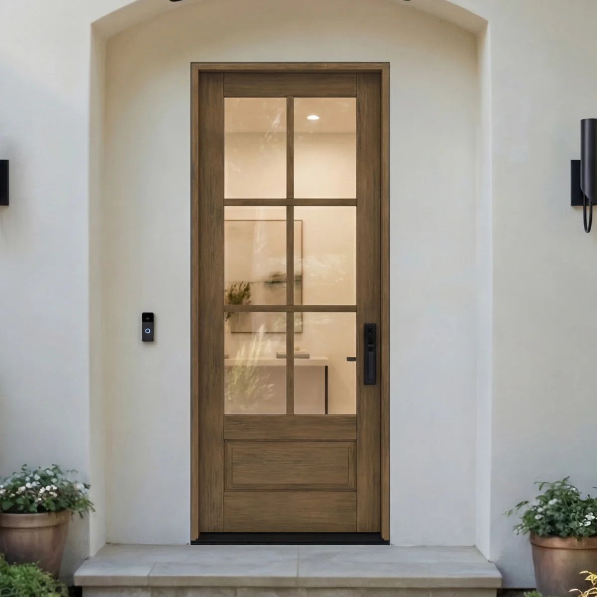 G7506-SW-96 | 96" Single Door, RTA Prehung Exterior, SDL 6 Lite, 3/4 Lite, 1 Panel, Unfinished Ma... | Wayfair North America