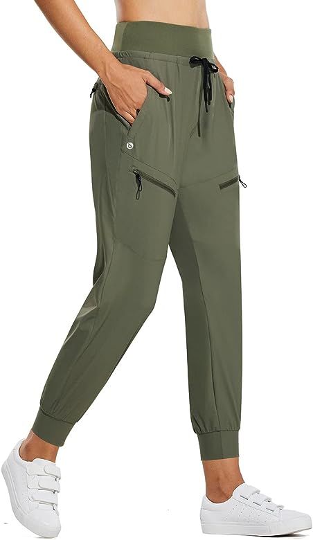BALEAF Women's Joggers Lightweight Hiking Pants High Waist 5 Zipper Pockets Quick Dry Travel Athleti | Amazon (US)