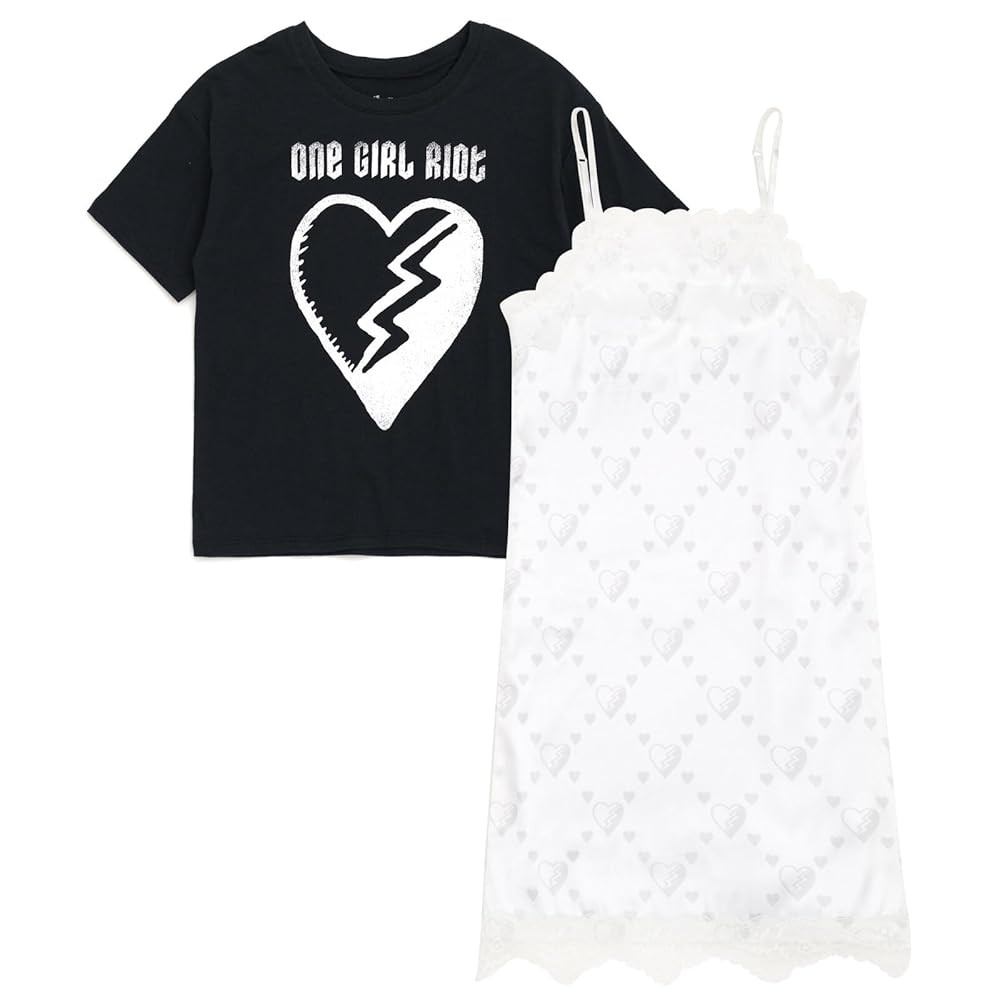Disney Descendants The Rise of Red Girls Satin V-neck Slip Dress & T-Shirt Outfit Set Little Kid ... | Amazon (US)