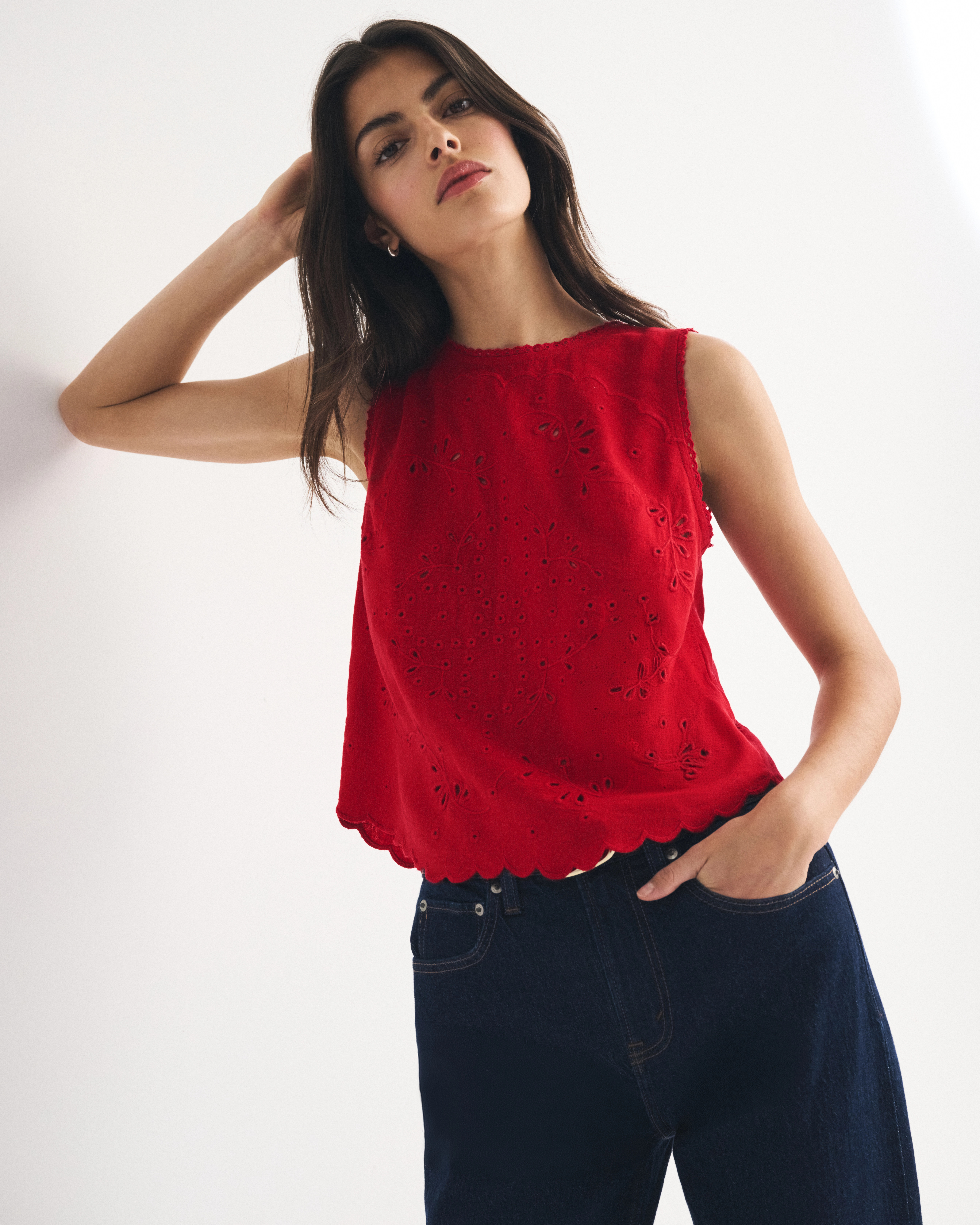 Linen-Blend Tie-Back Top | Abercrombie & Fitch (US)