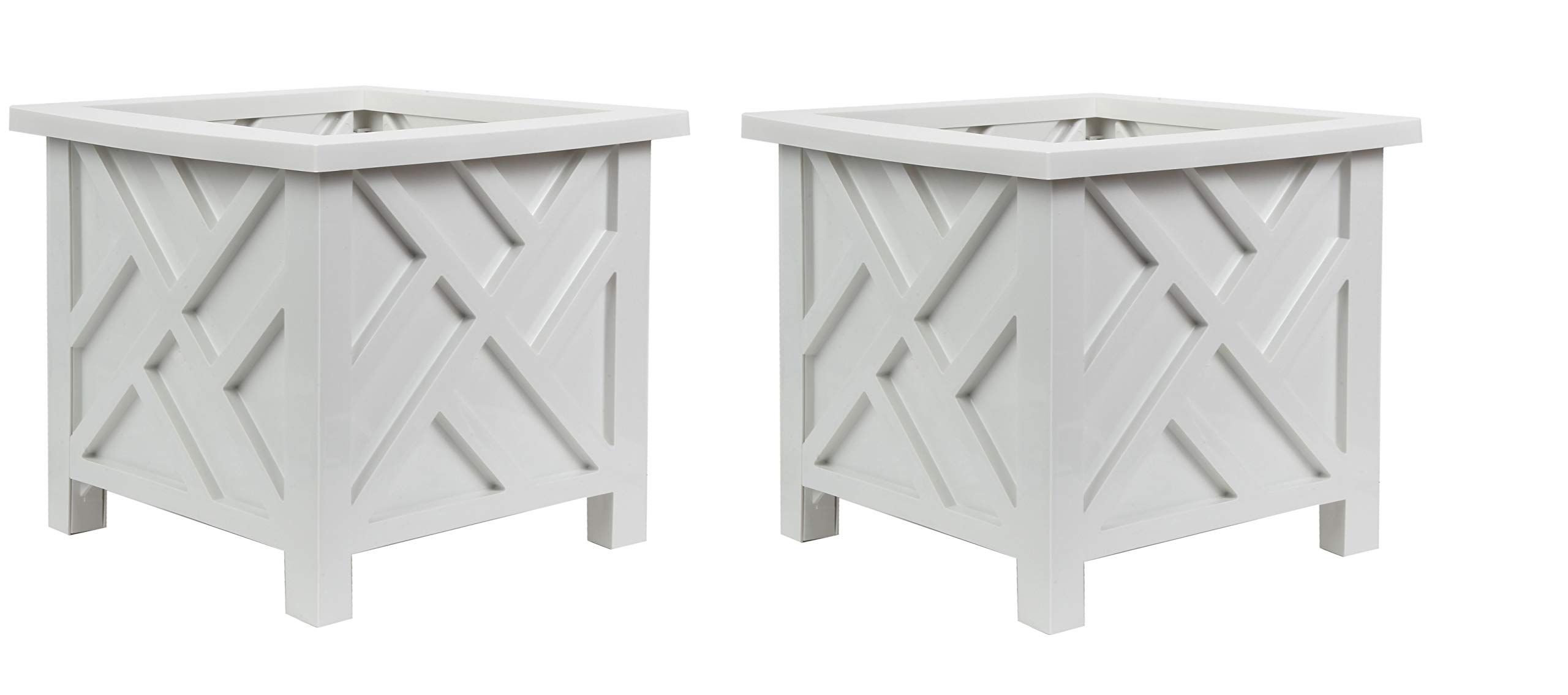 Amazon.com : Trenton Gifts Chippendale White Planter Box Set of 2 - Elegant Outdoor Plant Pot for... | Amazon (US)