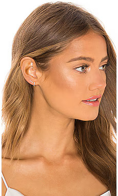 EF COLLECTION Diamond Bar Stud Earring & Mini Huggie Earring in Gold from Revolve.com | Revolve Clothing (Global)