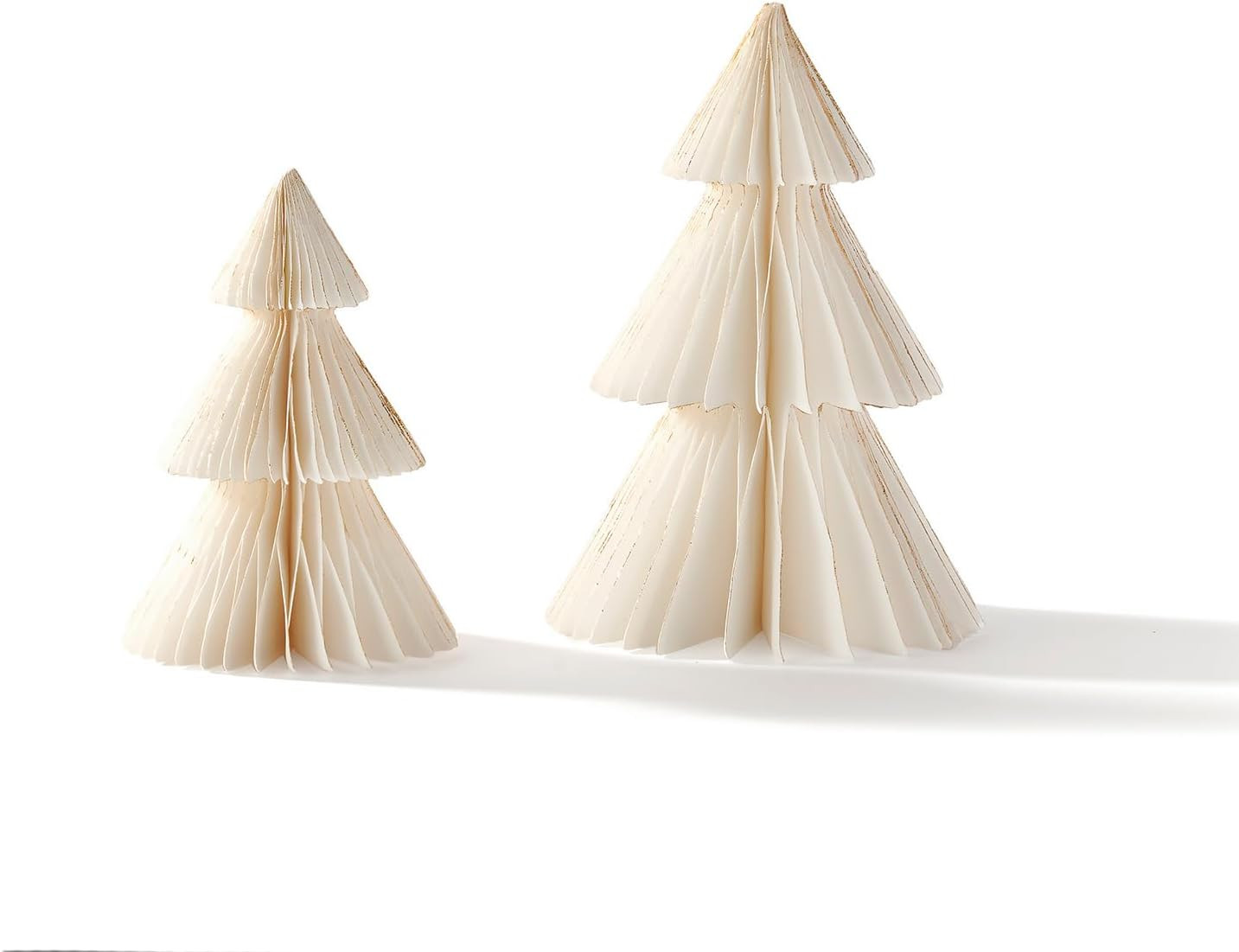 LampLust Paper Christmas Tree Decor, 2 Pack Honeycomb Paper Trees, 6 & 8 Inch, White & Gold Glitt... | Amazon (US)